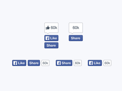 New Facebook Buttons (Free PSD) button facebook like new share