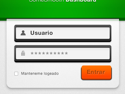 Entrar button field green icon login orange panel ui