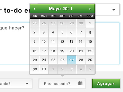 Pick a deadline black button calendar field green popup ui white