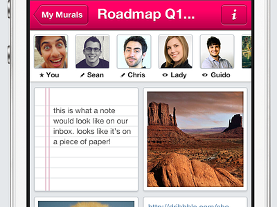 Upcoming Mural.ly iPhone App app button iphone members thumbnail ui users