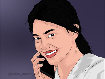 Digital Illustration Of Aishwarya Lakshmi
