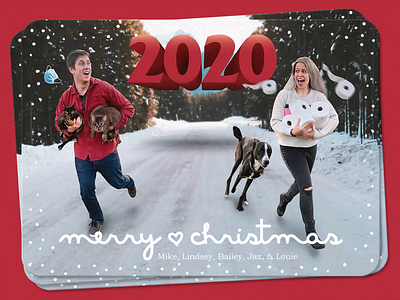 Christmas Card 2020 2020 card cat christmas dog festive gifts greetings holiday presents print reindeer santa snow winter xmas