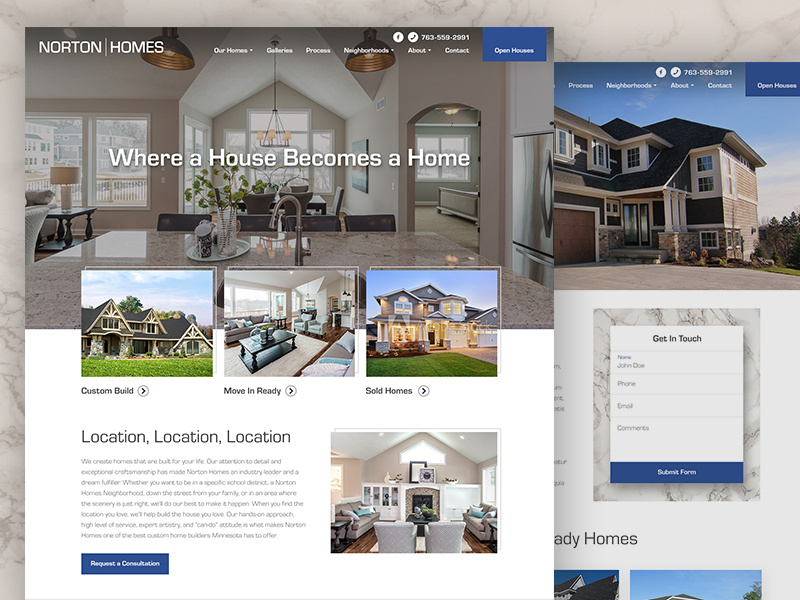 Custom Home Builder site by Mike Delsing on Dribbble