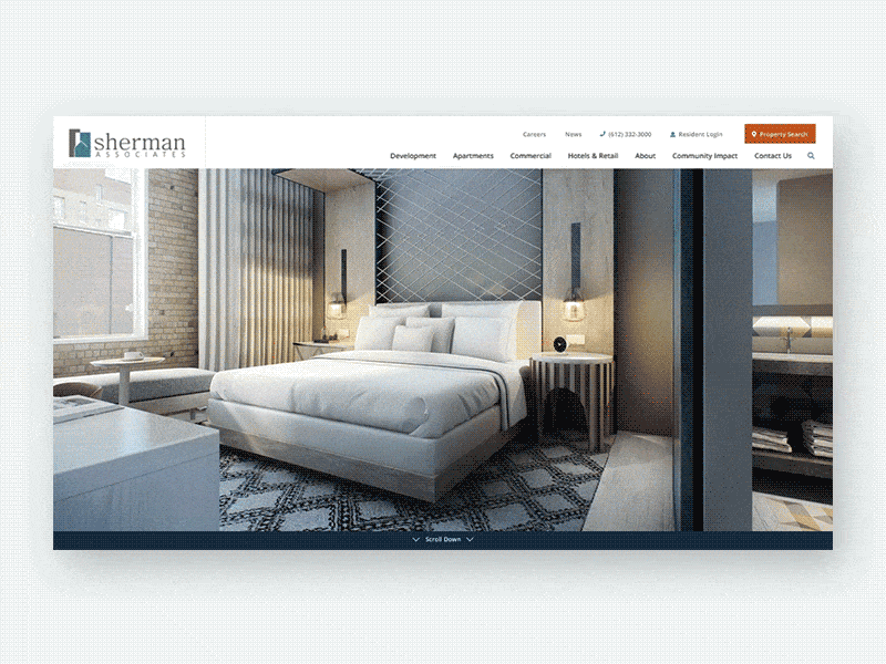 Sherman Development Firm commercial rental management hotel real estate housing agency website luxury apartment search minneapolis building developer minnesota property development retail investment listing