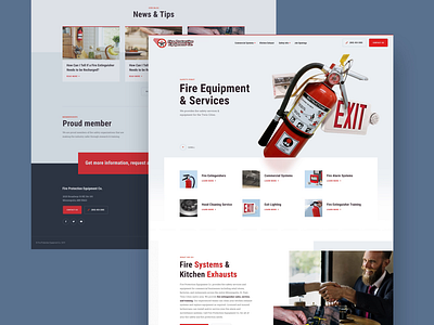 Fire Protection Homepage alarm animation emergency equipment extinguisher fire interaction interface landing minneapolis minnesota mn product design protection safety ui web web design website