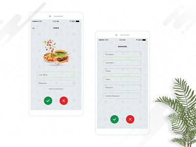 Food Online Booking App - Login & Register Screen app design ui ux