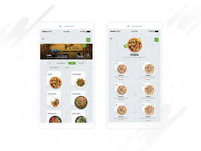 Food Online Booking App - Menu & Submenu Screens