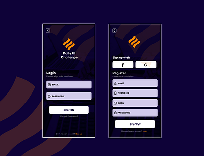 Daily UI ChallengeLogin/ Sign Up Page dsigned on #Figma (DAY 1) app design figma product design ui uiux ux