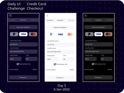 Credit Card Checkout | DailyUI Challenge | Day 3