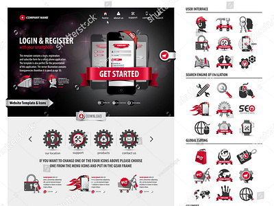 100% pen tool website template and icon set 3d banner design full pack icon illustration layout login form mobile app one page site ribbon seo set smartphone template theme ui vector web website