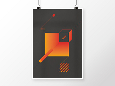 Geometric Composition 9 abstract black circle digital geometric geometric art graphicdesign graphite grey homedecor illustration minimalistic modern orange poster red round square squares tubes