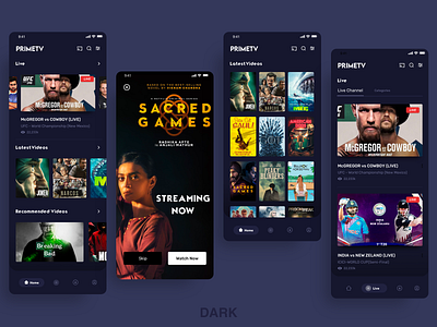 Mobile App - PrimeTV ( Dark Mode )