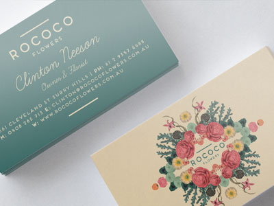 Rococo cards branding business cards flowers