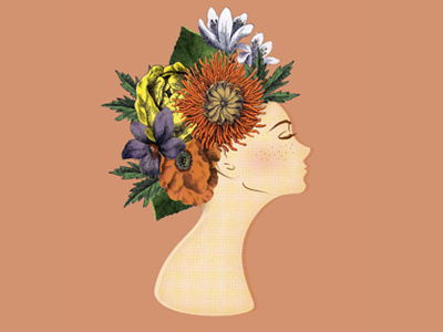 Flower Lady collage floral flowers illustration