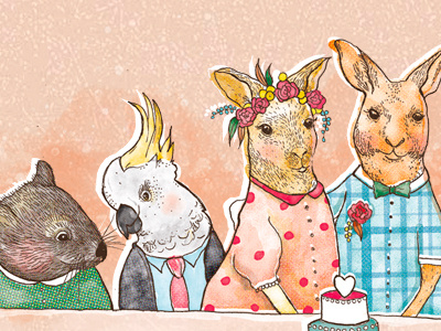 Australian wedding animals australia australian animals illustration wedding wedding invitation