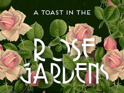 A toast in the rose gardens botanical collage digital collage floral flowers illustration invitation