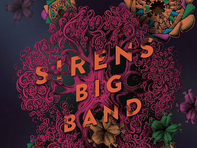 Sirens Big Band gig poster big band collage digital collage gig poster music ocean sea