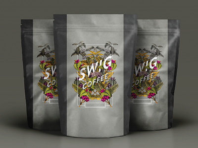 Swig Coffee label option 2 coffee coffee roasters label lettering packaging typography