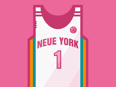 I got drafted! basketball debut dribbble flat design illustration jersey new york pink