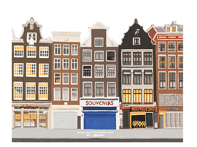 Lost in Amsterdam amsterdam architect drawing building cartoon illustration elevation artwork illustration netherlands street town