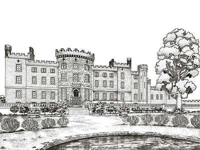 Markree Castle antique architectural card castle design detail hand drawn history procreate sketch wedding