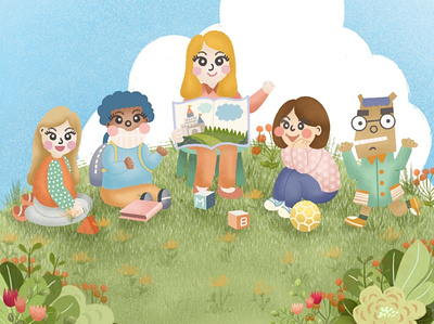 Little garden on cloud 9 cartoon cartoon illustration charecter design illustration kids illustration procreate school