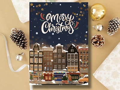 Christmas Postcard amsterdam amsterdam card authentic card christmas christmas card christmas postcard drawing dutch card greeting card hand drawn handmade card holiday card illustration postcard procreate winter card