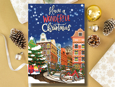 Have a wonderful Christmas Postcard amsterdam illustrator amsterdam illustrator christmas card christmas postcard creative etsy shop illustration merrychristmas