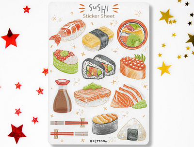 Sushi Sticker Sheet cartoon cartoon illustration design doodle drawing hand drawn illustration japanese art japanese food procreate sushi