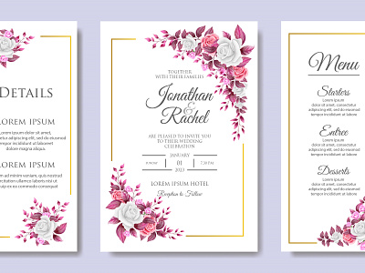 Elegant floral wedding invitation template