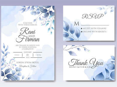 Elegant floral wedding invitation template in classic blue background blue border card classic decoration decorative design elegant floral frame illustration invitation ornament pattern retro template vector vintage wedding