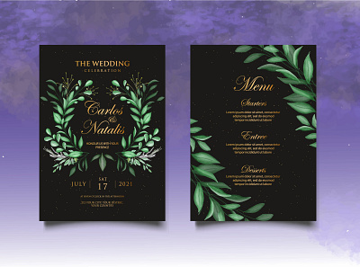 Watercolor wedding invitation floral and leaves card template background botanical card design floral frame green illustration invitation invite leaf nature set spring summer template vector watercolor wedding wreath