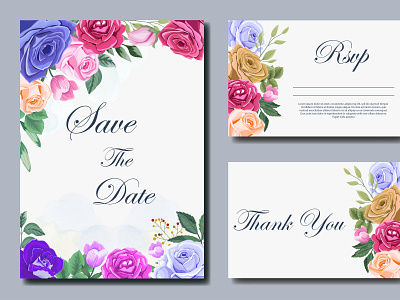 Beautiful Wedding Invitation with Floral Leaves beautiful bouquet card decoration decorative design elegant floral flower frame greenery illustration invitation invite leaf plant rose vector watercolor wedding