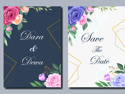 Beautiful Wedding Invitation with Floral Leaves