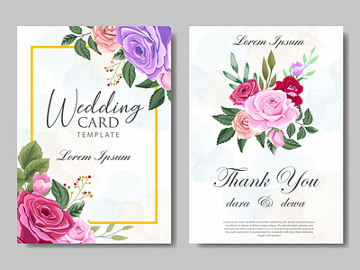 Beautiful Wedding Invitation with Floral Leaves