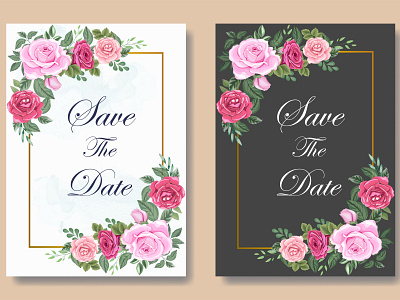 Wedding Invitation Card with Beautiful Flower and Leaves beautiful bouquet card decoration decorative design elegant floral flower frame illustration invitation invite leaf plant romantic spring vector vintage wedding