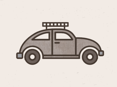 VW Beetle car illustration lines monolinear road trip travel