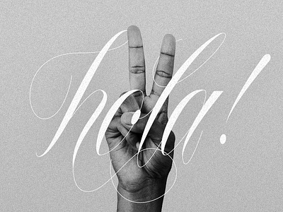 Hola! black and white hand lettering hello hola peace script type typography