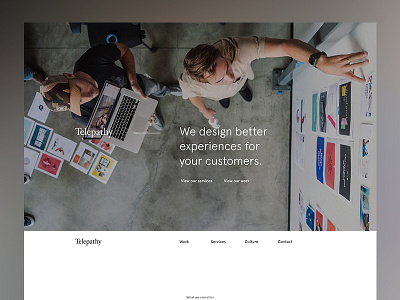 Telepathy Homepage Exploration company design homepage layout minimal studio ui web
