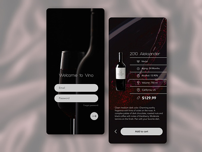 Vino — wine delivery service dark mode design graphicdesign ingakot minimalistic ui ui design uidesign uxui webdesign