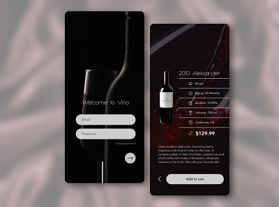Vino — wine delivery service dark mode design graphicdesign ingakot minimalistic ui ui design uidesign uxui webdesign