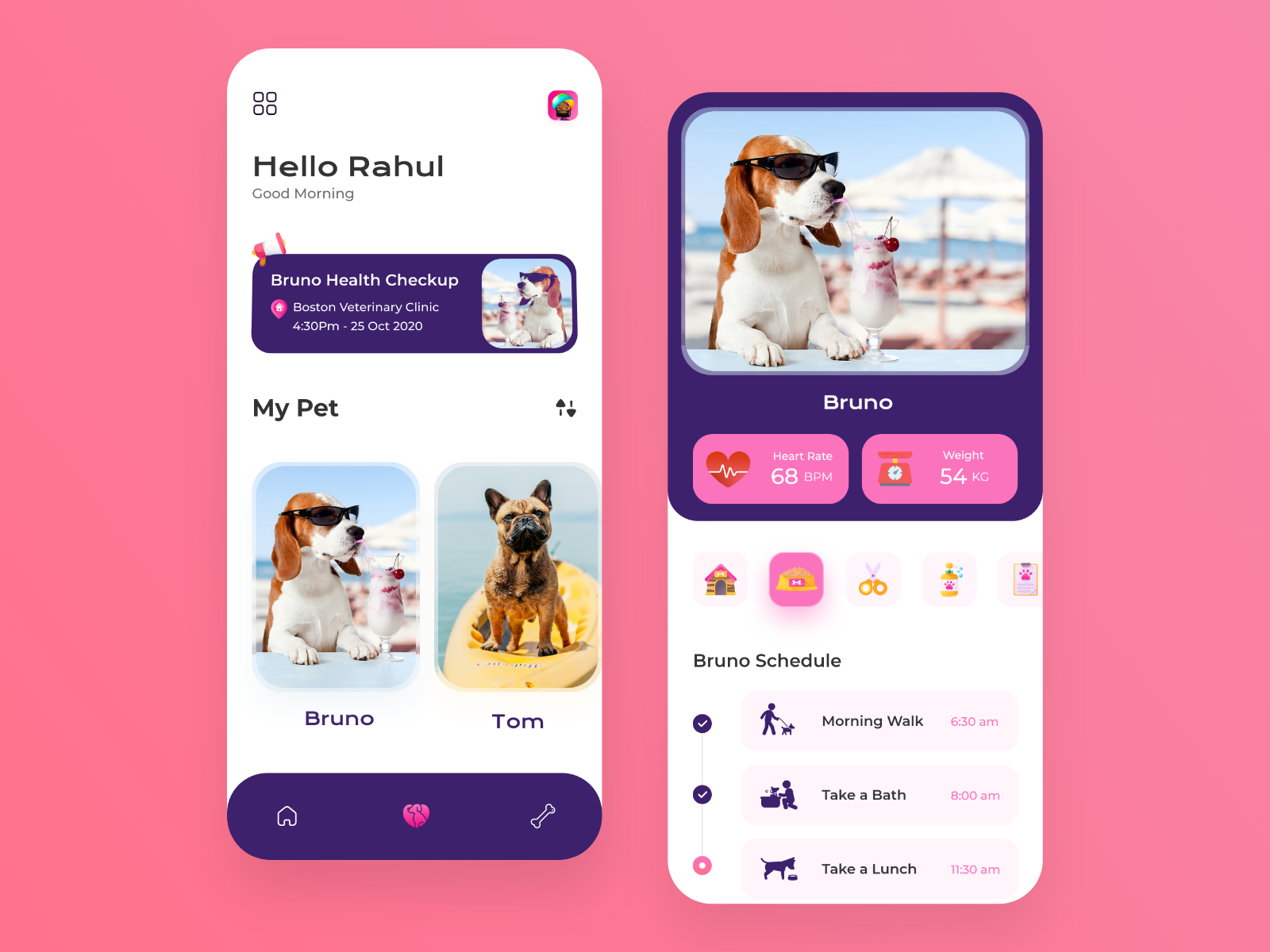 Pet Care app ui design by RAHUL BOHARPI on Dribbble