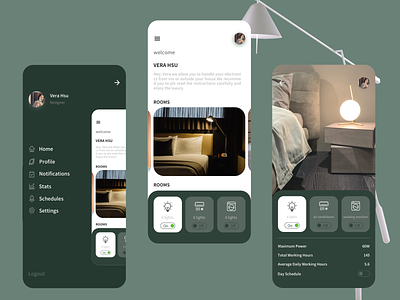 Smart home App art design icon lights ui 卧室