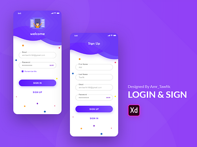 Login & Sign up adobe xd app application concept food menu mobile resturant ui ux