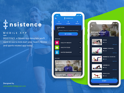 INSISTENCE Fitness UI Kit adobe xd app application concept food menu mobile resturant ui ux