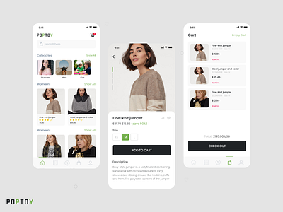 PopToy - Ecommerce & Clothes Store App app clothes concept ecommerce online store ux xd