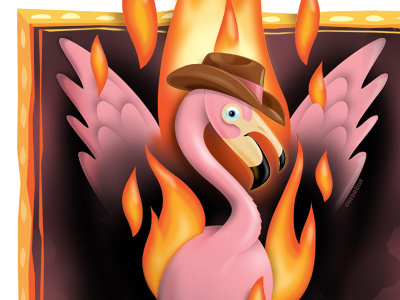 Flaming oh (2) cowboy hat flames flamingo