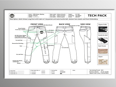 Tech Pack Design of Men / Unisex Twill Pant. clothing clothing design fashion fashion design fashion illustration package tech tech pack