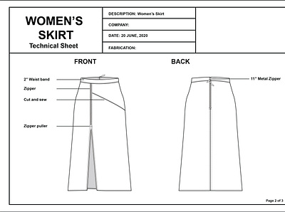 Tech pack of Women s Skirt clothing clothing design fashion fashion design fashion illustration fashion sketch illustration tech tech pack textile design
