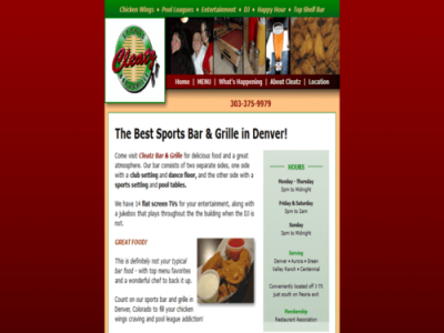 Before: Cleatz Sports Bar website design website designer